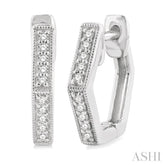 1/8 Ctw Petite Hexagon Round Cut Diamond Fashion Huggies in 10K White Gold